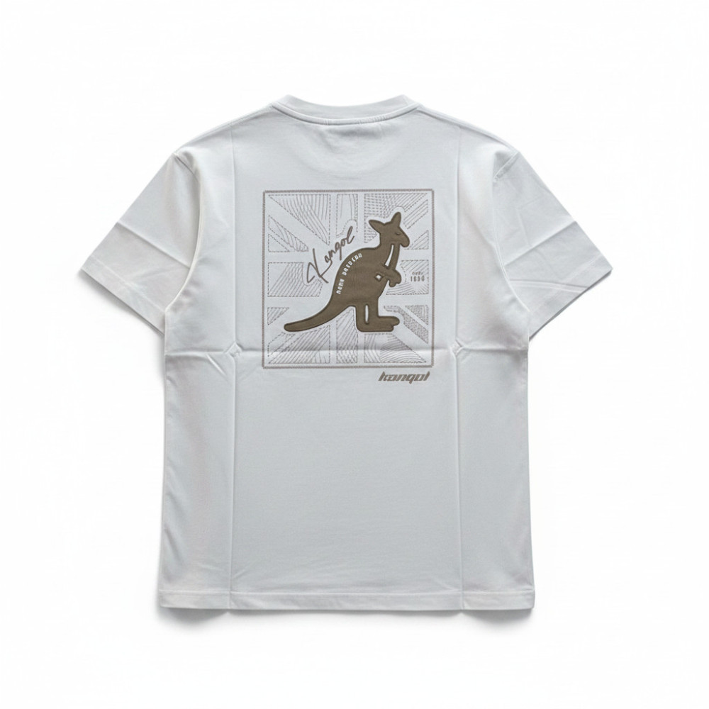 KANGOL KANGOL 短T 白卡其 落肩 袋鼠 繡花T 短袖 上衣 中性 6625102300