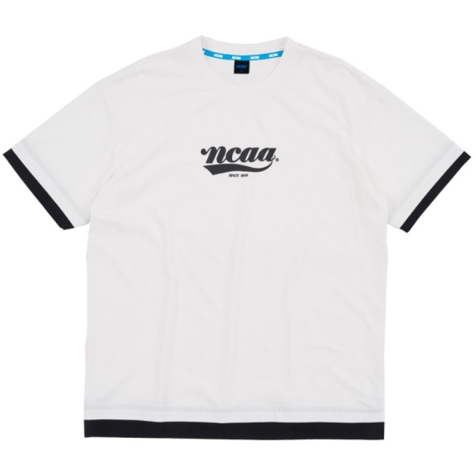 NCAA NCAA 短T 白 復古LOGO 假兩件 寬版 短袖 中性 7325101300