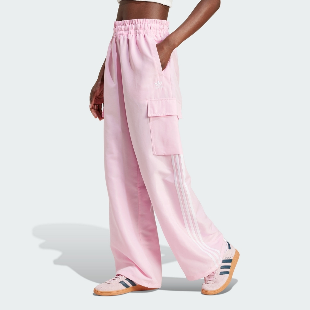 adidas 愛迪達 ADIDAS 長褲 ADICOLOR 粉色 工裝 口袋 直筒褲 女 JG8041