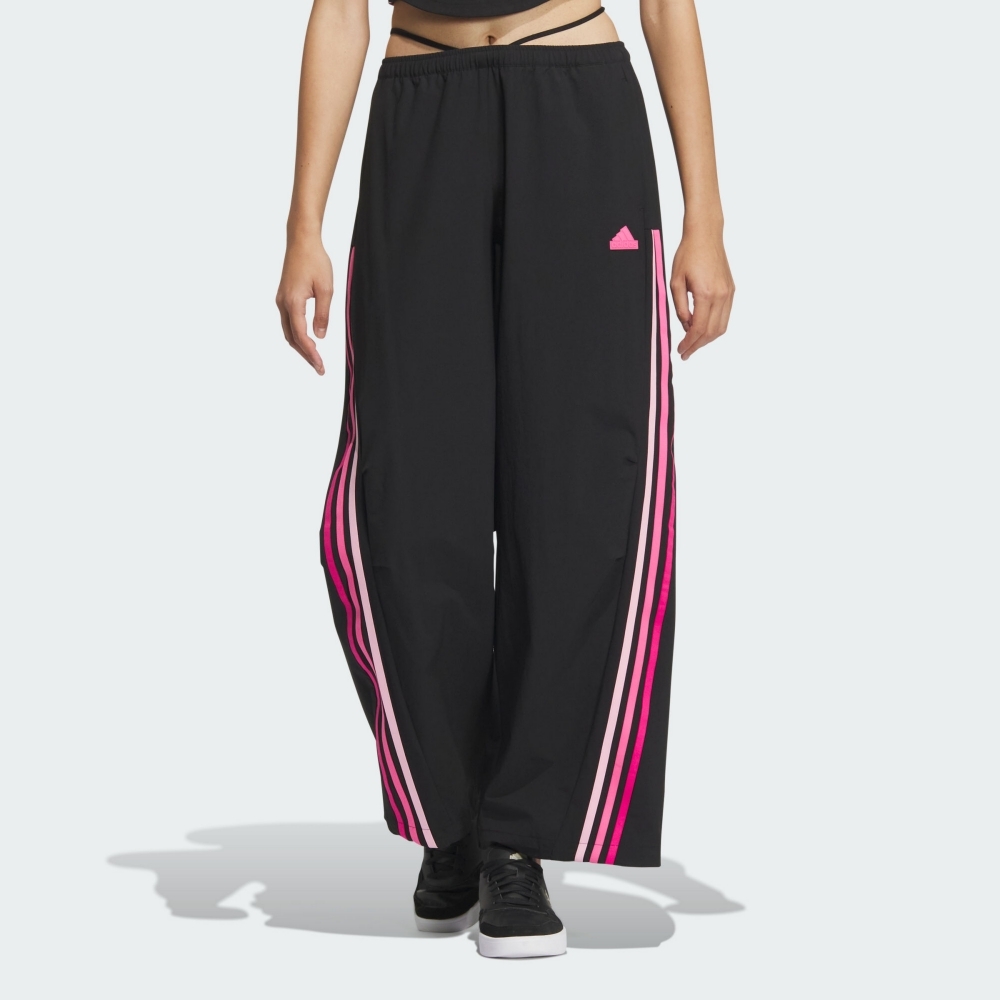 adidas 愛迪達 ADIDAS 長褲 黑粉 吸濕排汗 運動寬褲 女 JJ1569
