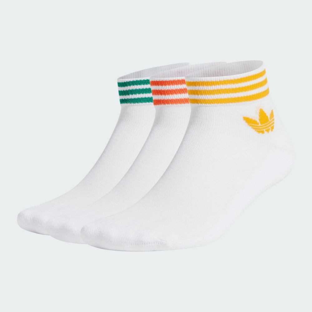 adidas 愛迪達 ADIDAS 襪子 白 黃橘綠 三雙一組 腳踝襪 短襪 IX7521