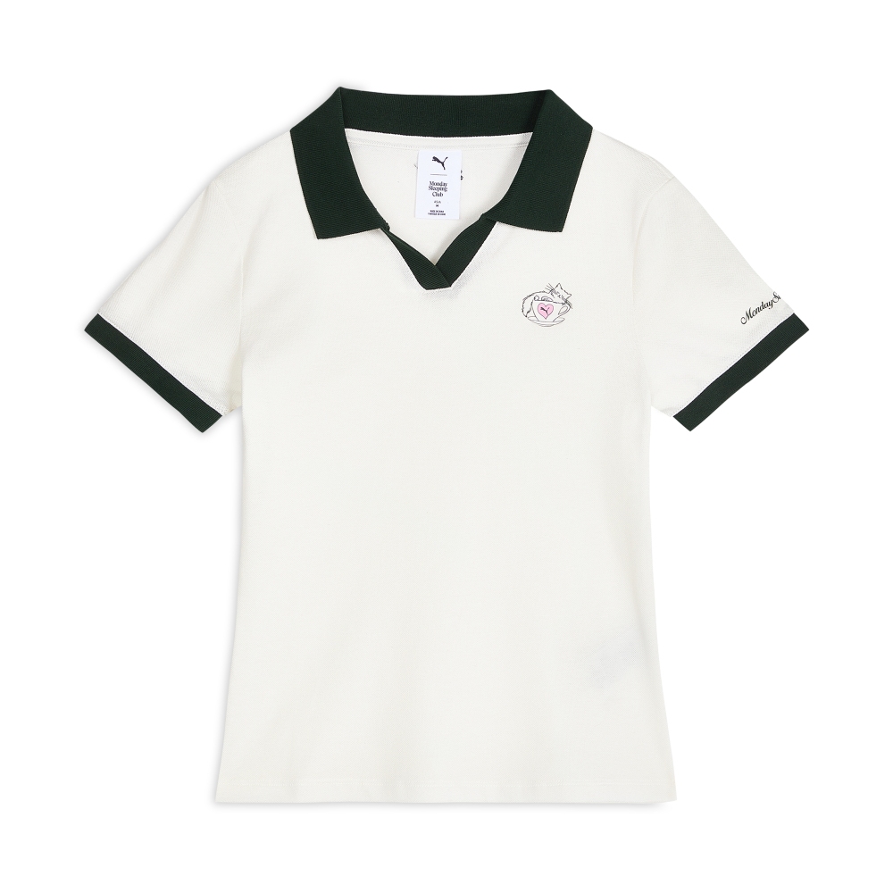 PUMA 彪馬 PUMA 短T MONDAY SLEEPING CLUB系列 米白 針織 POLO衫 女 63898487