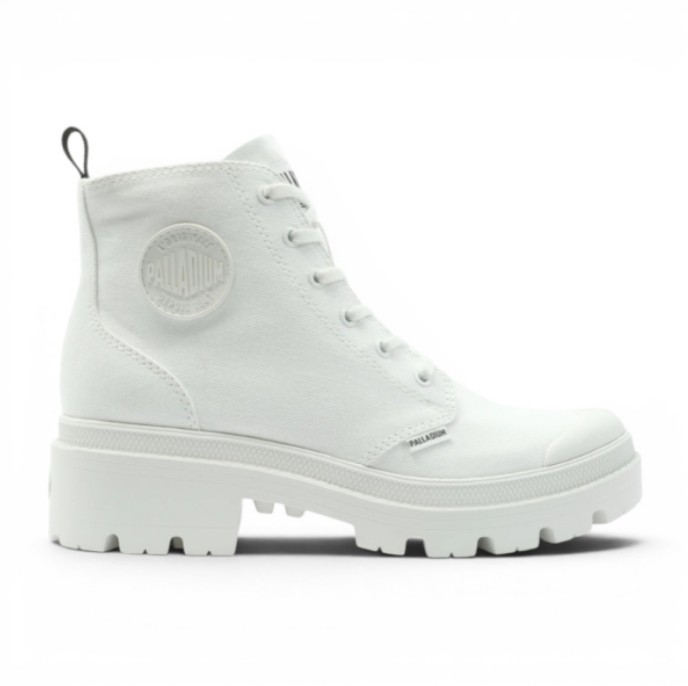 Palladium 帕拉丁 PALLADIUM 休閒鞋 PALLABASE TWILL 白色 粗跟 帆布 高筒靴 女 96907-141