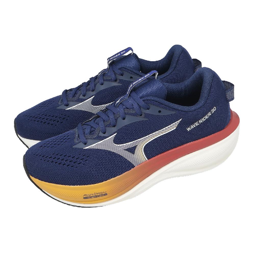 MIZUNO 美津濃 慢跑鞋 Wave Rider 30 超寬楦 男鞋 藍 緩震 運動鞋J1GM2621-54