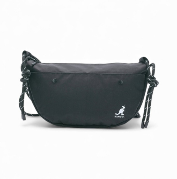 KANGOL KANGOL 側背包 黑 袋鼠 抽繩 大容量 半月包 6455870820