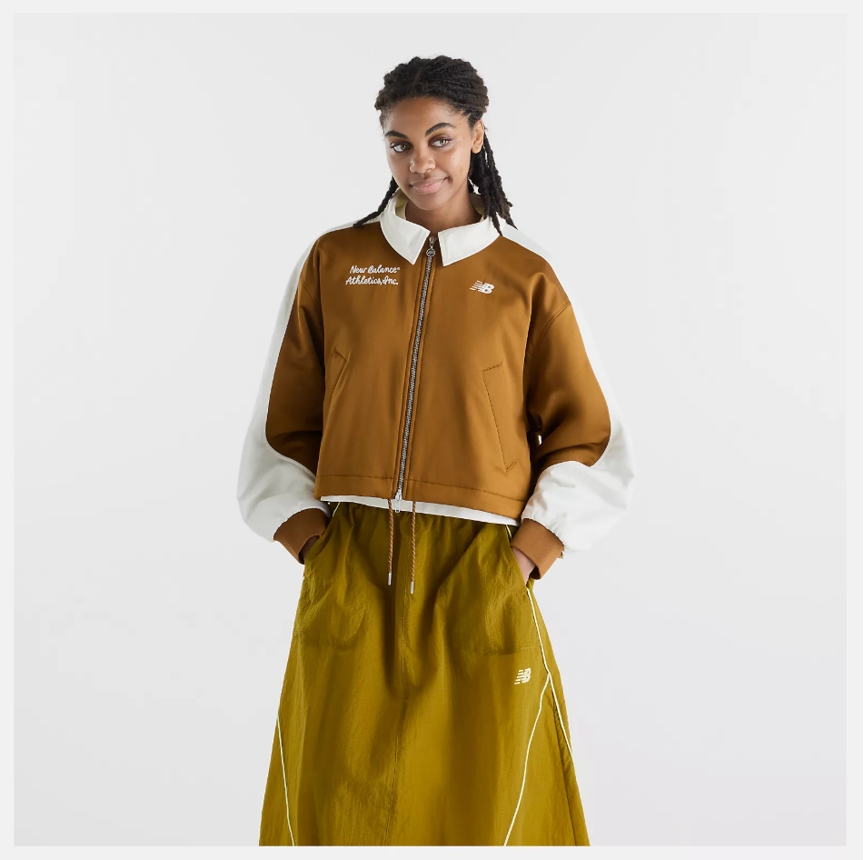 PUMA 彪馬 NEW BALANCE 外套 NB 茶棕色 復古 緞面外套 女 WJ62J1HZBFT