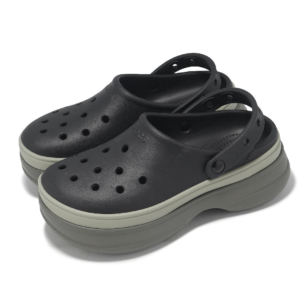 Crocs 卡駱馳 洞洞鞋 Classic Stacked Clog 男女鞋 黑 灰 堆堆克駱格 厚底 增高 卡駱馳 211355001