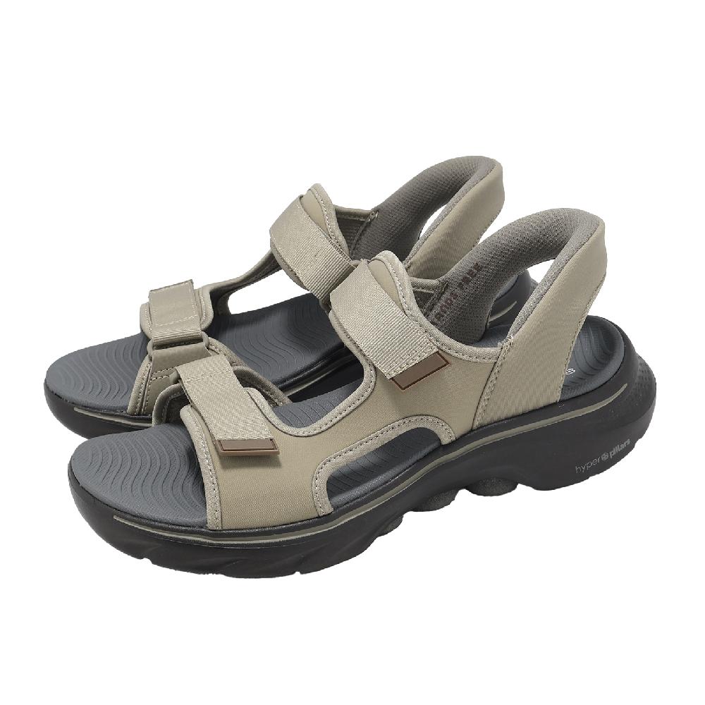 SKECHERS 斯凱奇 涼拖鞋 Go Walk 7 Slip-Ins 男鞋 米 黑 輕量 魔鬼氈 229297DKTP