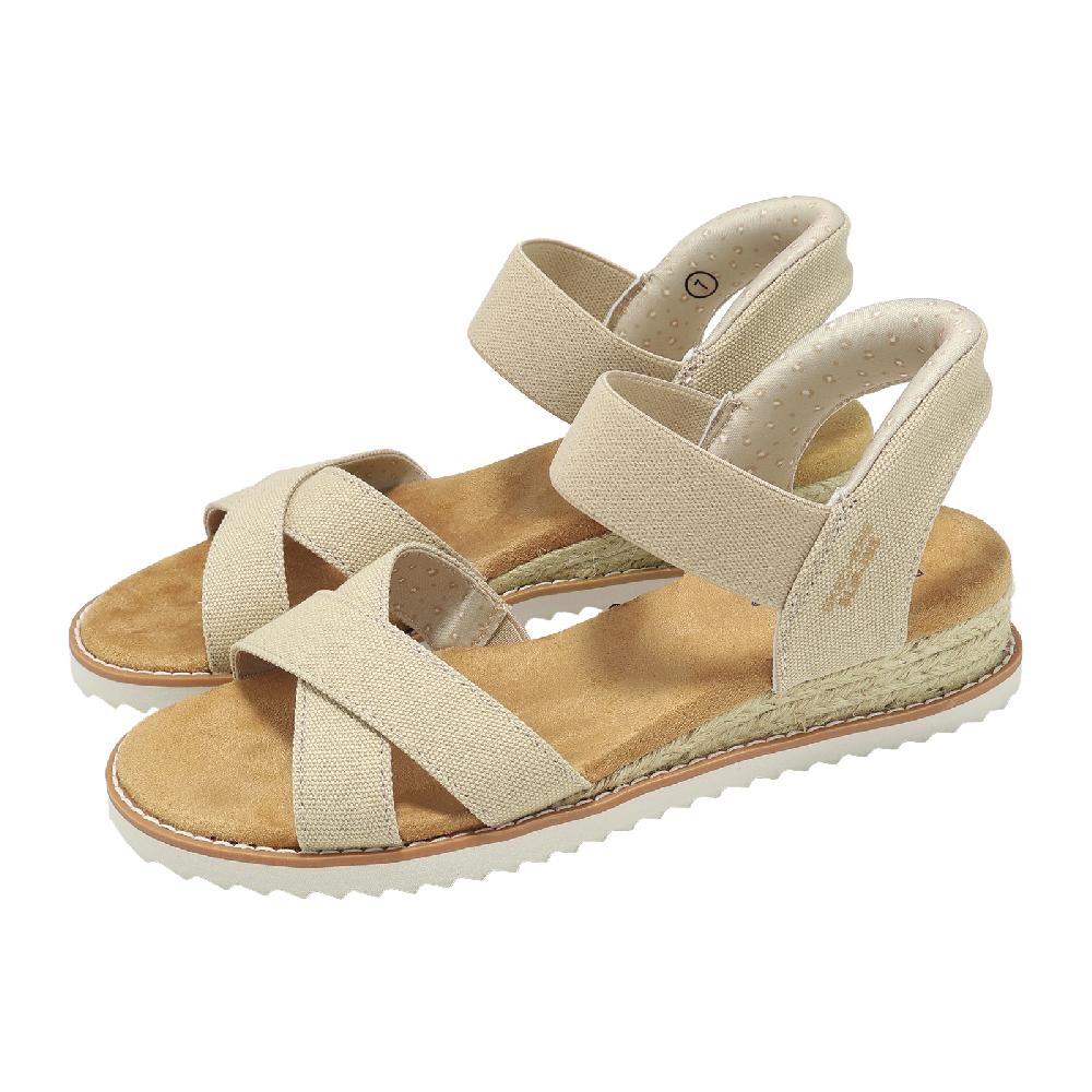 SKECHERS 斯凱奇 涼拖鞋 Desert Kiss Slip-Ins 女鞋 米 棕 水洗帆布 114418NAT