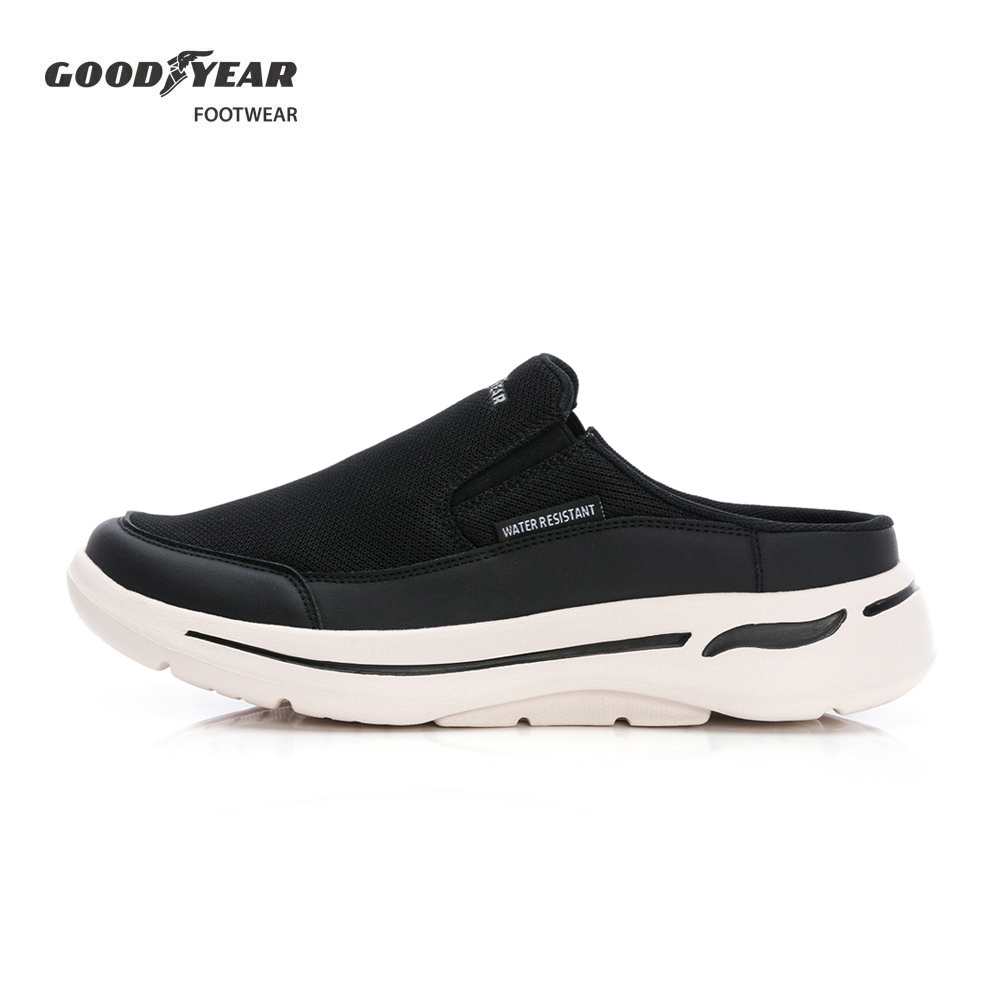 Goodyear 固特異 輕量防撥水穆勒鞋/男 輕量 緩震 防撥水 彈力 黑 (悠活-GAMR53240)