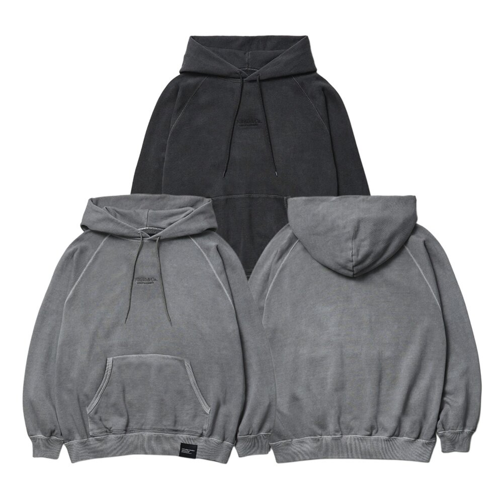 Neighborhood Pigment Dyed 長袖帽T 黑/灰 261FPNH-CSM02