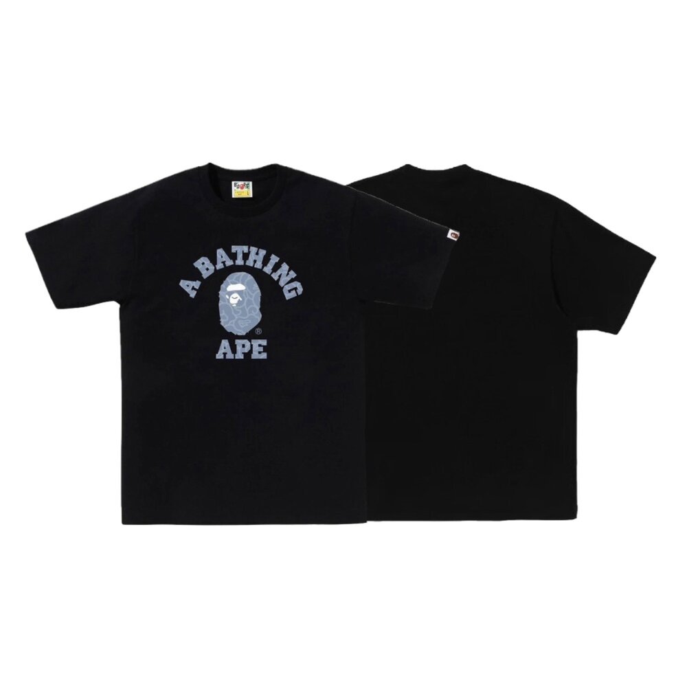 Bape A Bathing Ape BAPE 日式雲朵迷彩猿人頭 短袖 黑底藍頭 上衣 潮流 001TEL801044M-BK