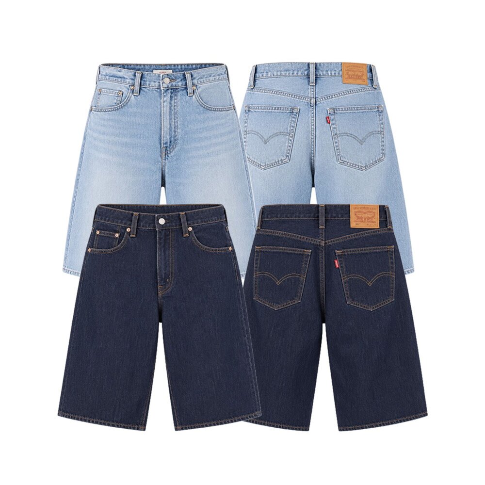 Levi's 478 Baggy Shorts 復古 五分褲 寬鬆 牛仔短褲 單寧深藍/經典淺藍 001JM001