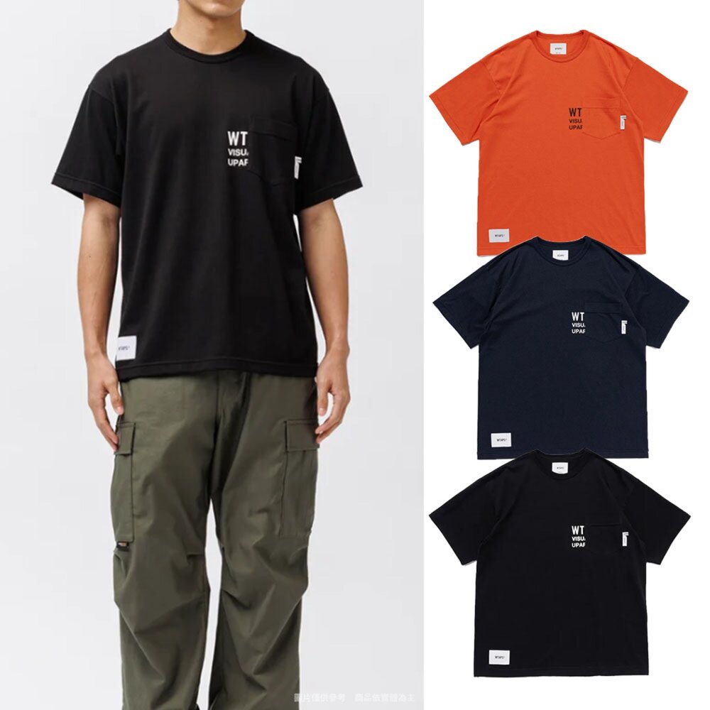 Wtaps 口袋字樣短袖 工裝 短T 簡約 上衣 橘/海軍藍/黑 262ATDT-CSM24
