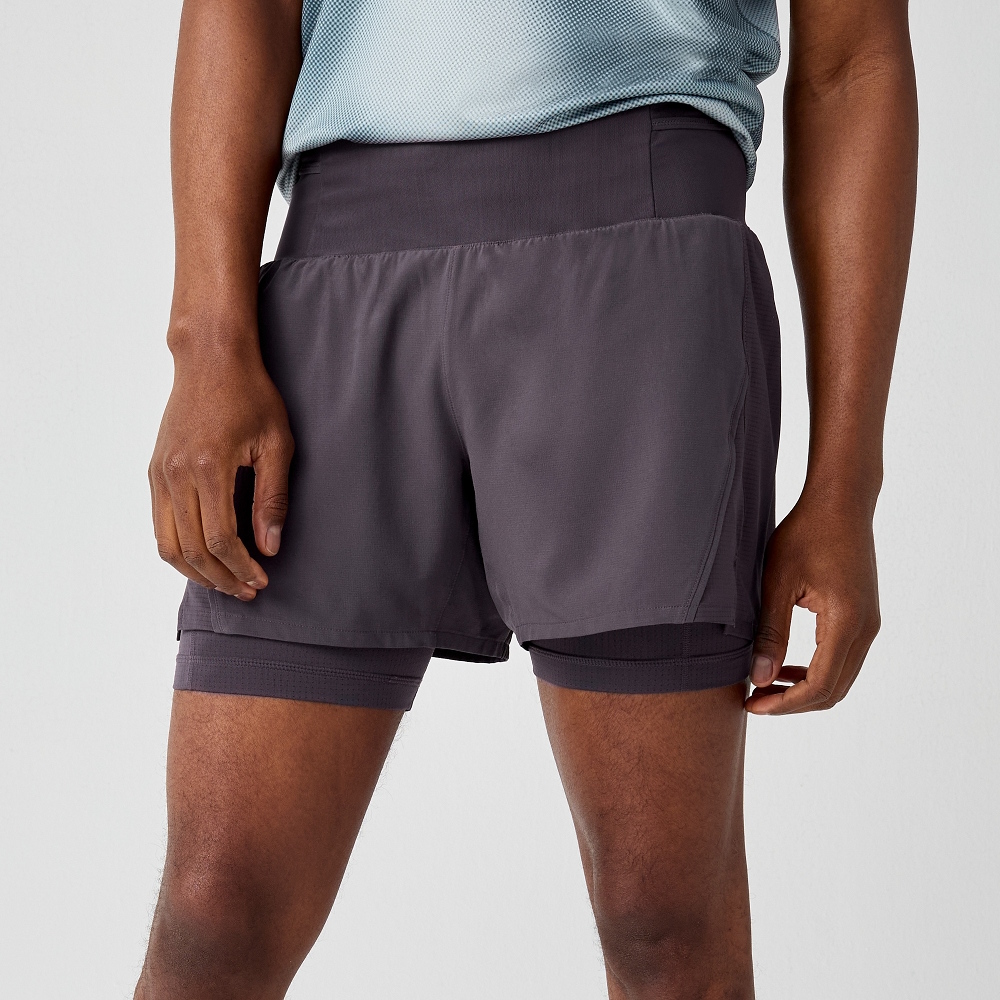 BROOKS 男 High Point 二合一短褲_5吋_蘋果褐(211495264)