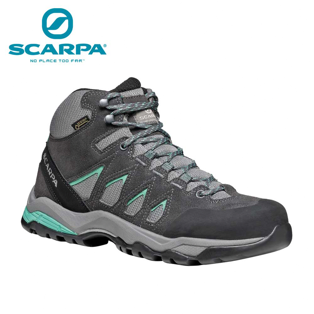 SCARPA 女 MORAINE MID GTX 中筒登山鞋/郊山鞋/休閒鞋 中灰/暴風灰/潟湖綠(630064-202)