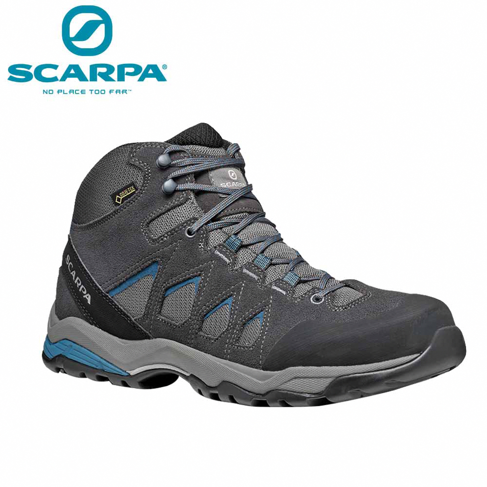 SCARPA 原廠貨 男 MORAINE Mid GTX 防水登山鞋/郊山鞋 灰/暴風灰/湖水藍(63054-201)