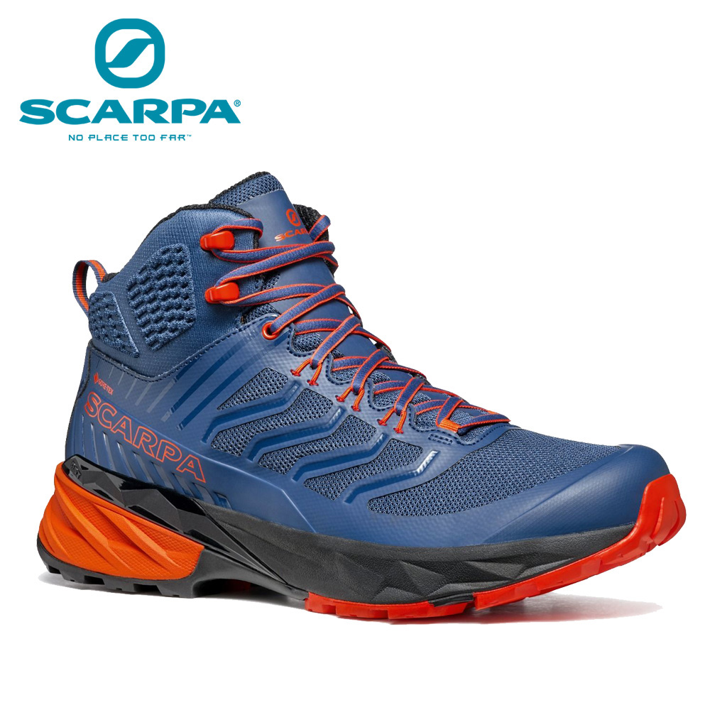 SCARPA 原廠貨 男 RUSH MID GTX 中筒 防水登山鞋/郊山鞋 藍-嘉年華(63130200)