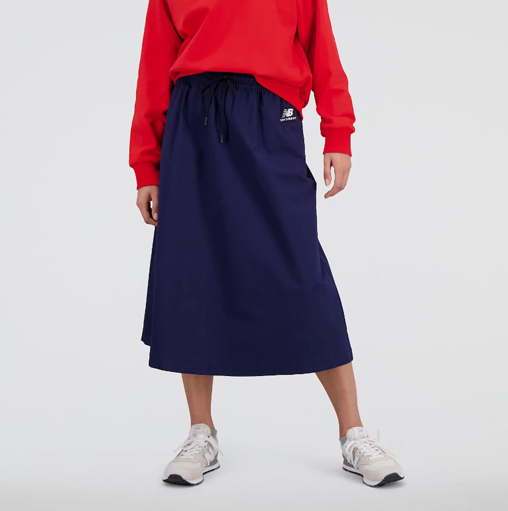 New Balance 紐巴倫 長裙 NB 深藍色 主打款 休閒 A字裙 女 WK31550NNY