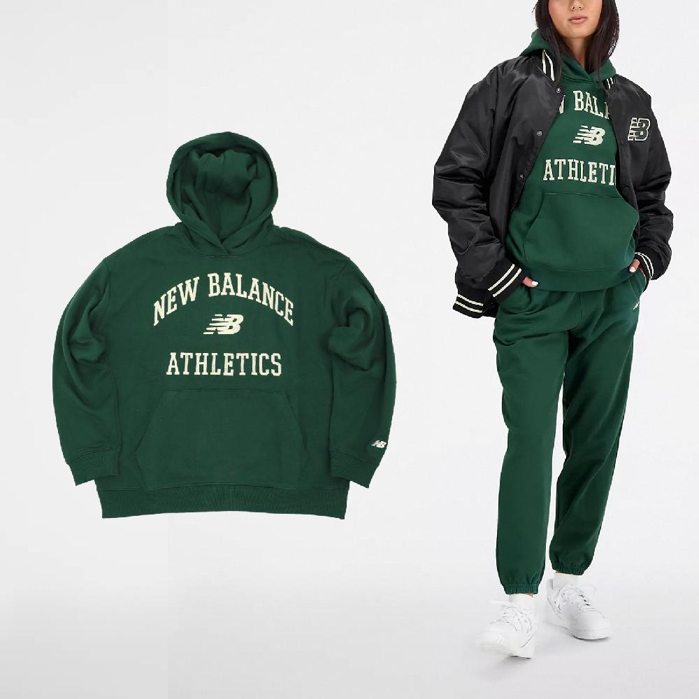 New Balance 紐巴倫 紐巴倫 長袖 Athletics Varsity 女款 綠 黃 帽T 寬鬆 美版 連帽 NB WT33550NWG