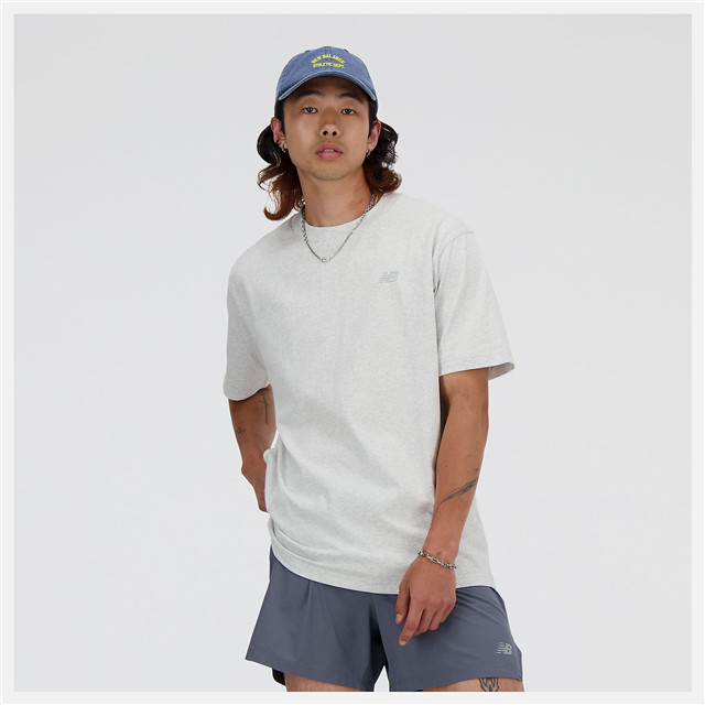 New Balance 紐巴倫 短T NB 白灰 刺繡LOGO 經典 棉短袖 男 MT41533AHH