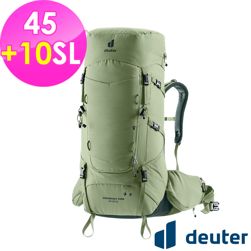 Deuter _德國_AIRCONTACT CORE拔熱式透氣背包45+10SL/3350226綠/長途朝聖徒步旅行包