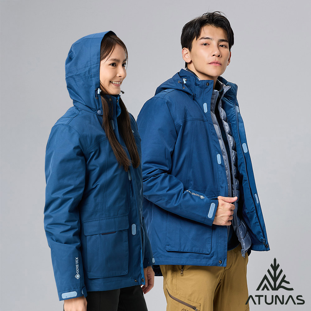 ATUNAS 歐都納 男女款/中性款GORE-TEX都會休閒+羽絨2IN1外套 (A1GT2303N 午夜藍/防風/防水/禦寒)
