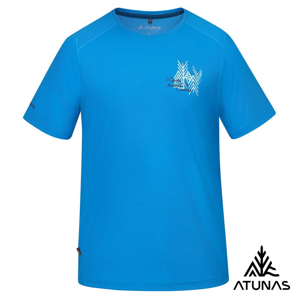ATUNAS 歐都納 男款POLARTEC POWER DRY短袖T恤A1TS2501M蔚藍/吸濕排汗/透氣快乾/銀離子抗臭/大尺碼