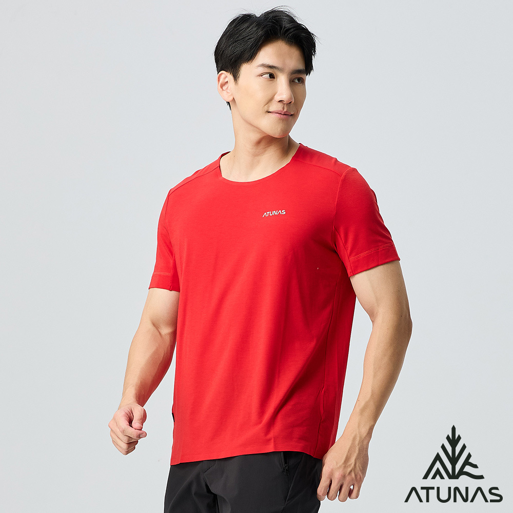 ATUNAS 歐都納 男款POLARTEC DELTA短袖T恤A1TS2502M紅/吸濕排汗/涼感防曬/透氣快乾