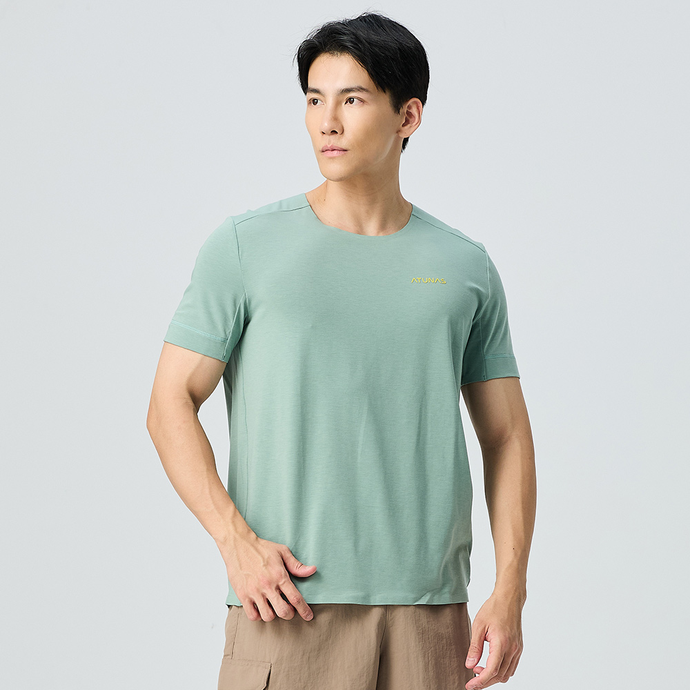 ATUNAS 歐都納 男款POLARTEC DELTA短袖T恤A1TS2502M霧綠/吸濕排汗/涼感防曬/透氣快乾