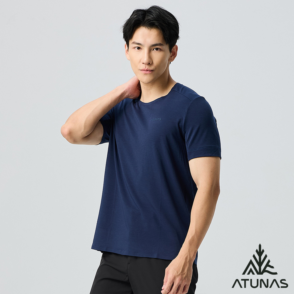 ATUNAS 歐都納 男款POLARTEC DELTA短袖T恤A1TS2502M藏青/吸濕排汗/涼感防曬/透氣快乾/大尺碼