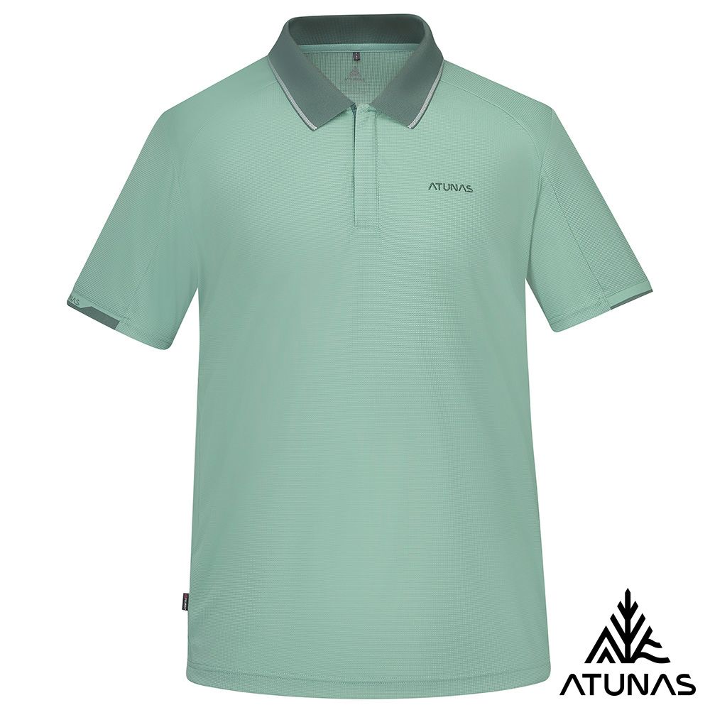 ATUNAS 歐都納 男款POLARTEC POWER DRY短袖POLO衫A1PS2502M霧綠/吸濕排汗/透氣快乾/銀離子抗臭