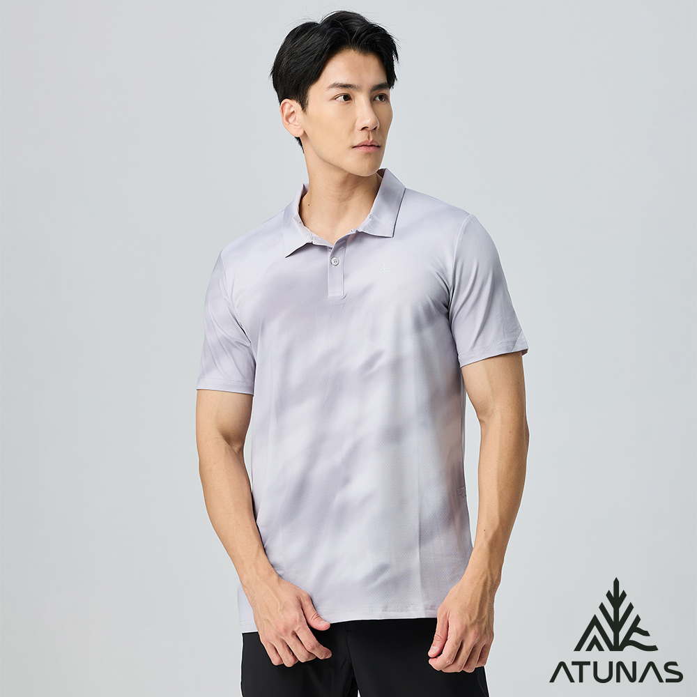 ATUNAS 歐都納 男款吸濕排汗短袖POLO衫A2PS2531M漸層灰/透氣快乾/防曬抗UV/大尺碼