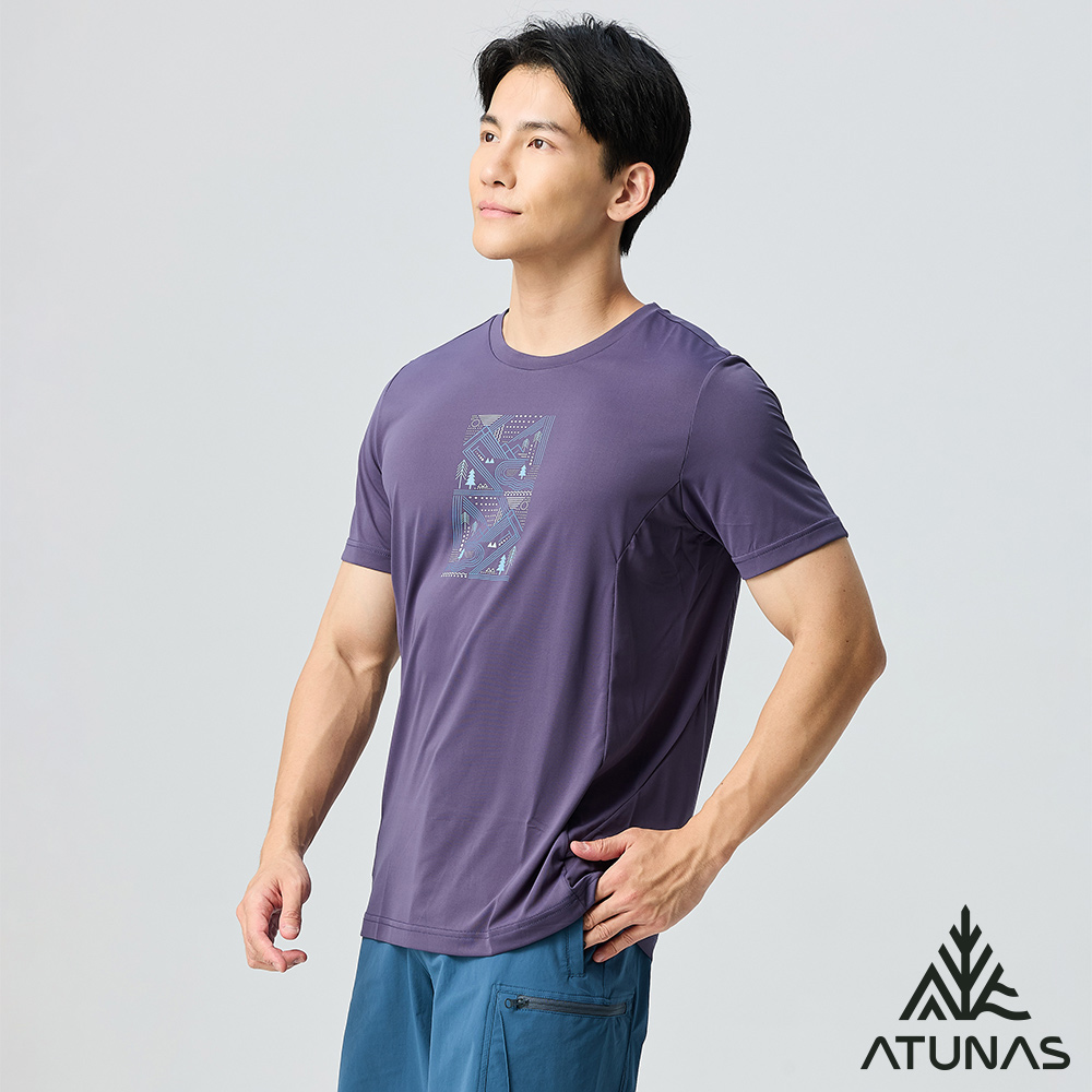 ATUNAS 歐都納 男款循環吸濕排汗短袖T恤A2TS2529MC靛藍/圖T短T/大尺碼