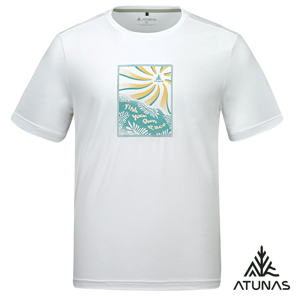 ATUNAS 歐都納 男款防曬吸濕排汗快乾短袖T恤A2TS2612M白/休閒圖T/大尺碼