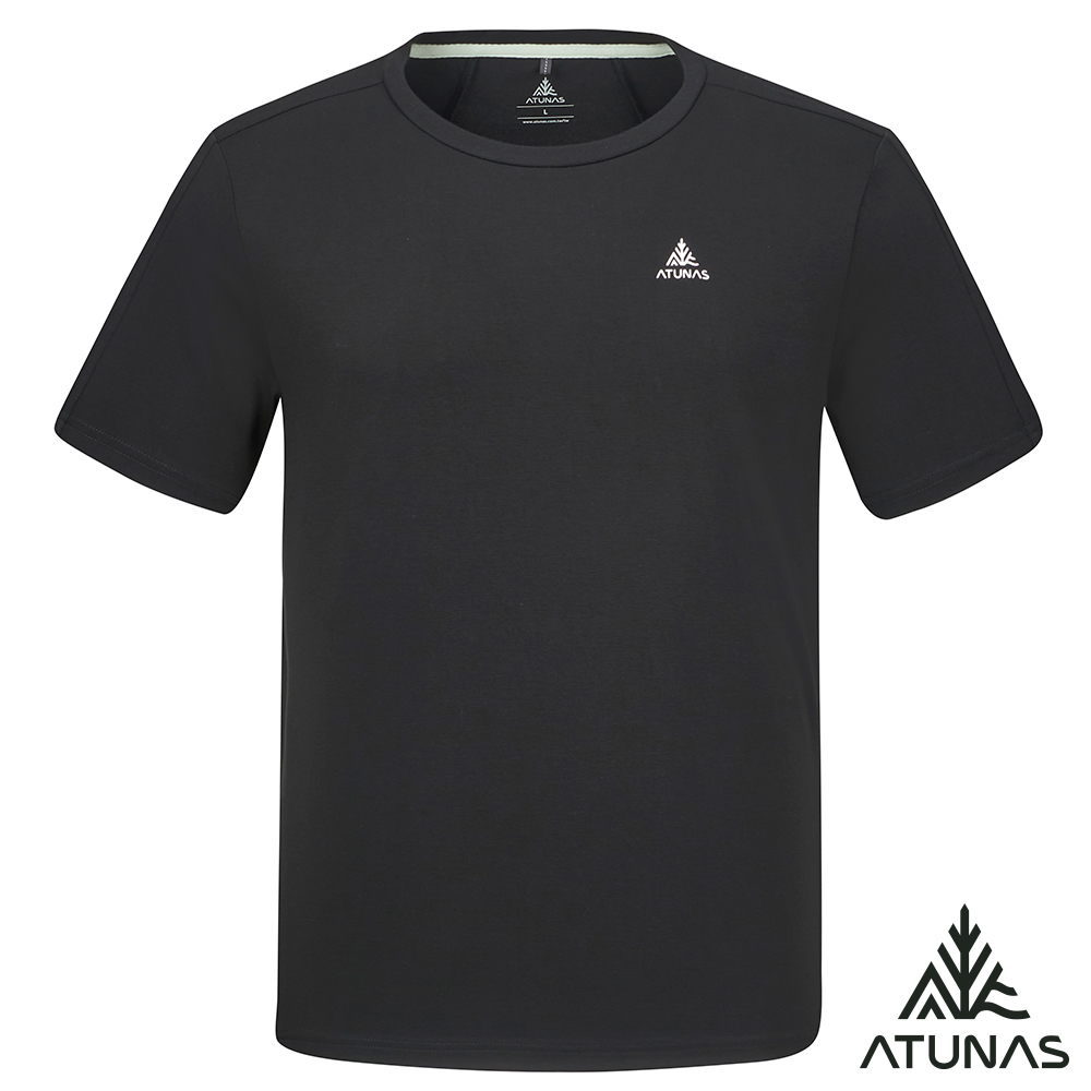 ATUNAS 歐都納 男款防曬吸濕排汗透氣彈性短袖T恤A8TS2615M黑/百搭素面T恤/大尺碼
