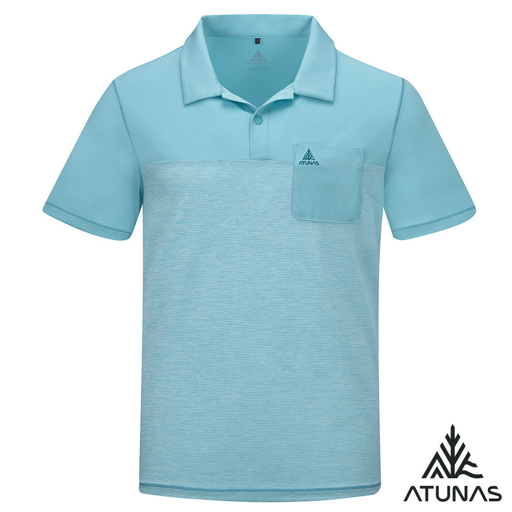 ATUNAS 歐都納 男款循環酷涼節能抑菌短袖POLO衫A1PS2601MC湖綠/防曬涼感衣/大尺碼
