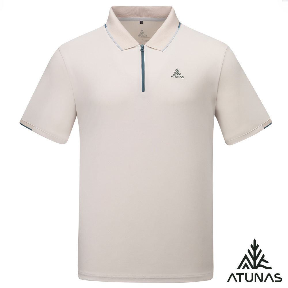 ATUNAS 歐都納 男款吸濕排汗短袖POLO衫A2PS2609M卡其/防曬透氣衫/商務休閒/大尺碼