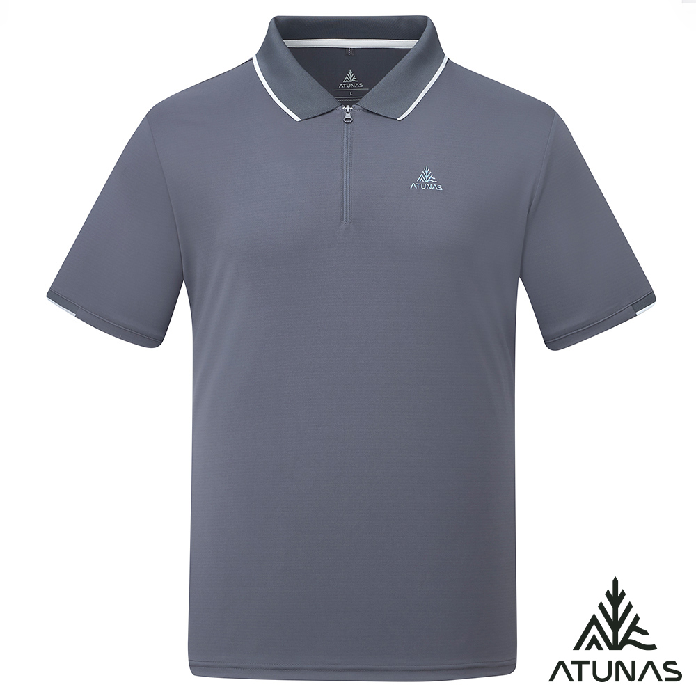 ATUNAS 歐都納 男款吸濕排汗短袖POLO衫A2PS2609M碳黑/防曬透氣衫/商務休閒/大尺碼