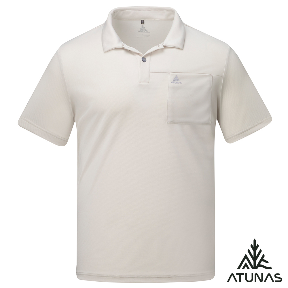 ATUNAS 歐都納 男款循環吸濕排汗短袖POLO衫A8PS2613MC卡其/防曬透氣/素面大尺碼