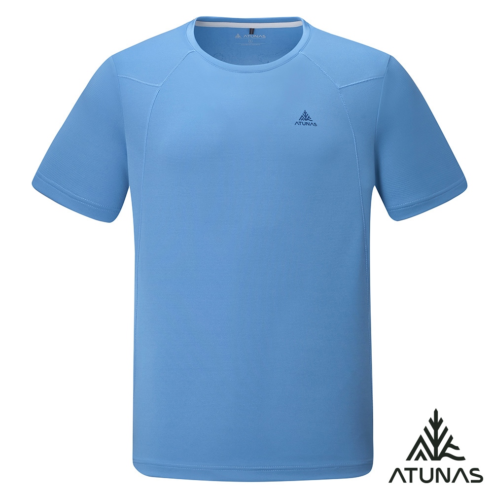 ATUNAS 歐都納 男款循環吸濕排汗短袖T恤A2TS2611MC灰藍/防曬透氣/素面短T/大尺碼