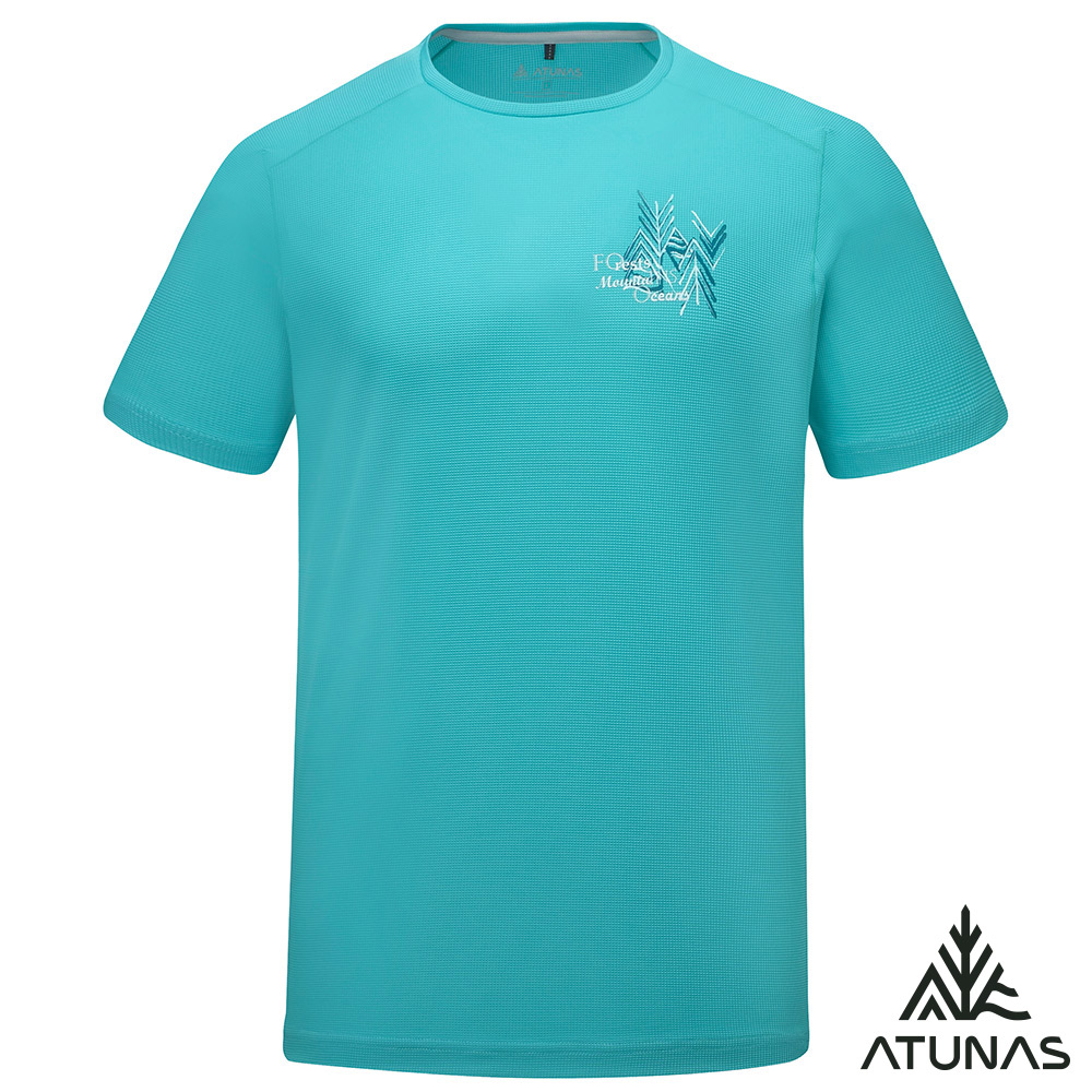 ATUNAS 歐都納 男款POLARTEC POWER DRY吸濕排汗透氣快乾短袖T恤/銀離子抑菌除臭短T/大尺碼A1TS2501M青石綠