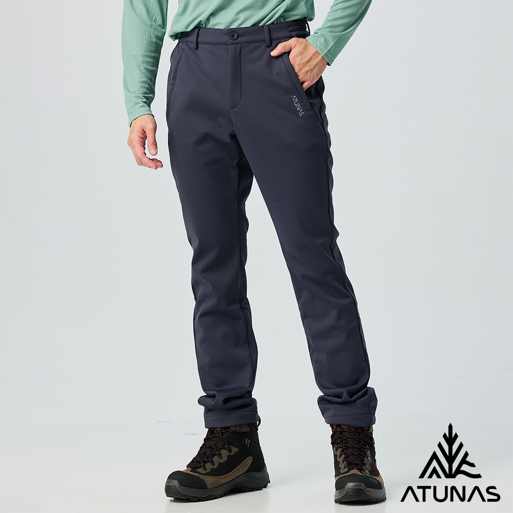 ATUNAS 歐都納 男款SOFTSHELL防風保暖刷毛長褲A1PA2416M深藍
