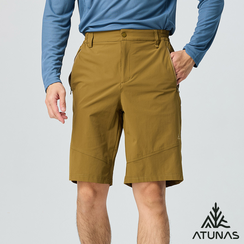 ATUNAS 歐都納 男款彈性五分褲/休閒短褲A1PA2520M棕褐/大尺碼