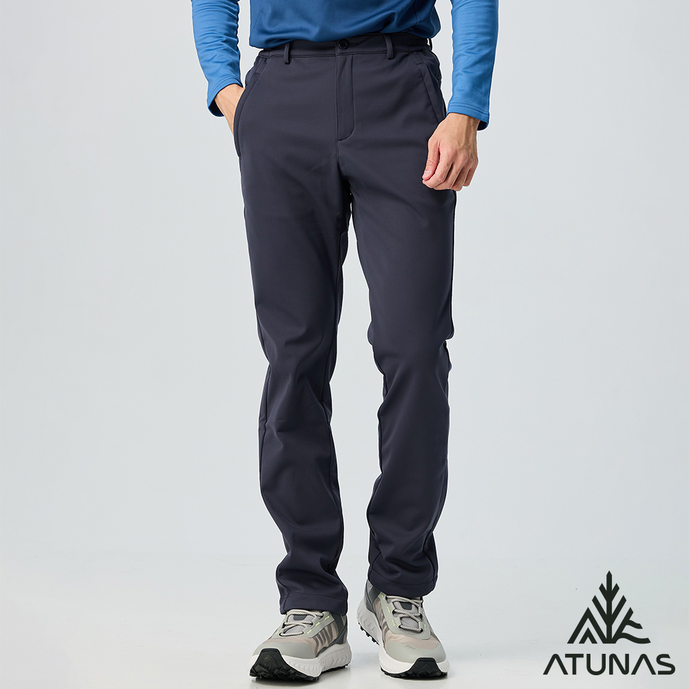 ATUNAS 歐都納 男款SOFTSHELL薄刷毛防風保暖長褲A1PA2503M藏青