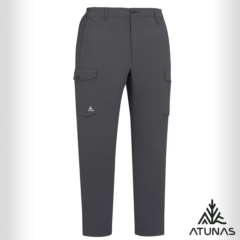 ATUNAS 歐都納 男款蚊瘋不動涼感彈性長褲A1PA2608M碳黑/吸濕排汗登山褲/輕薄透氣休閒長褲