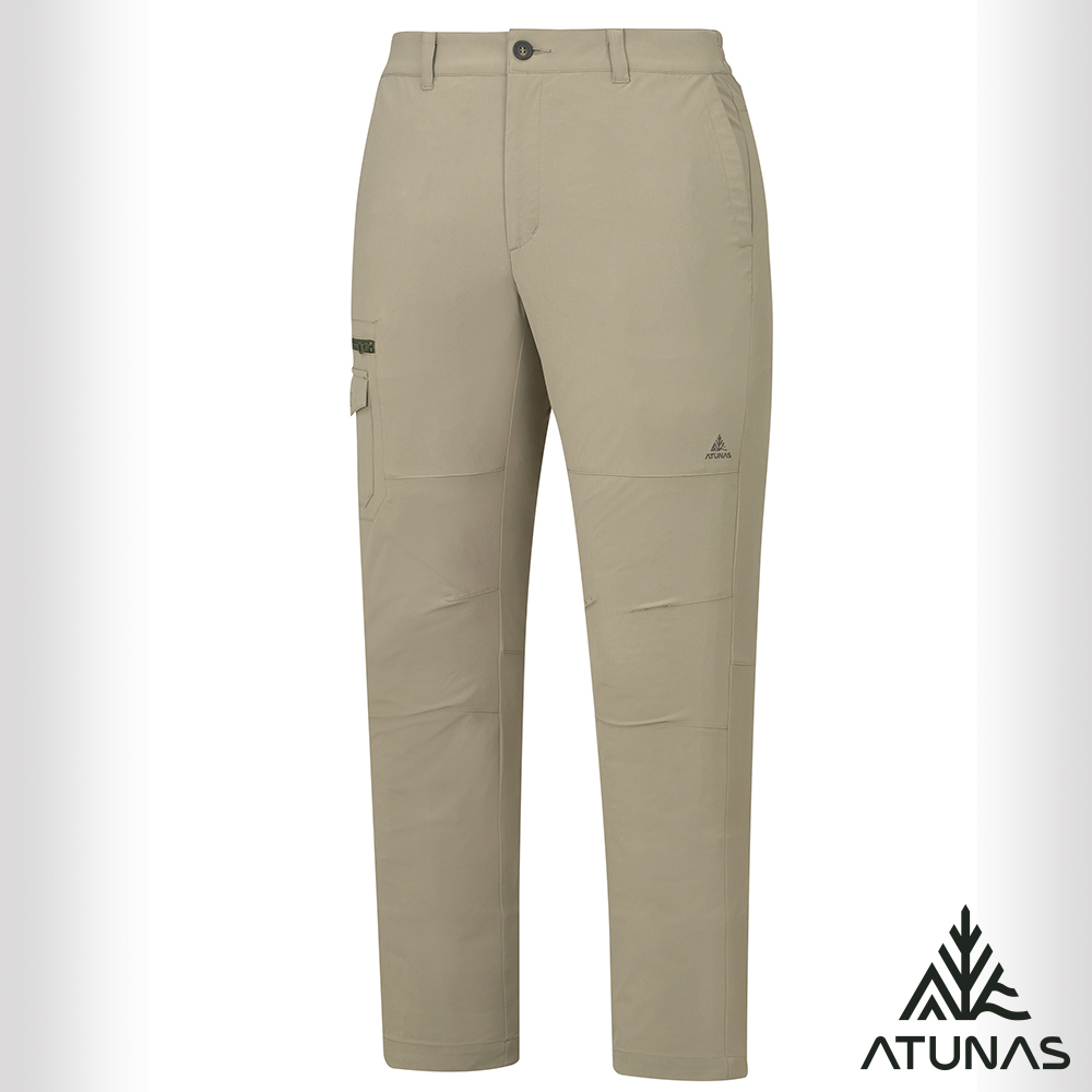 ATUNAS 歐都納 男款蚊瘋不動彈性長褲A1PA2607M卡其/吸濕排汗登山褲/輕薄透氣休閒長褲/大尺碼