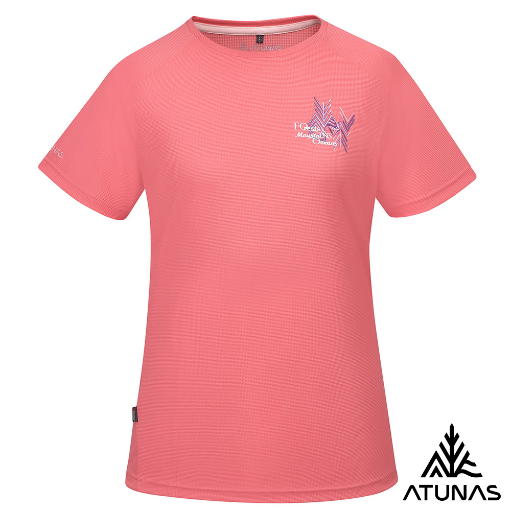 ATUNAS 歐都納 女款POLARTEC POWER DRY短袖T恤A1TS2504W珊瑚粉/吸濕排汗/透氣快乾/銀離子抗臭