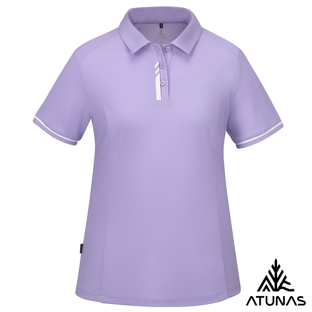 ATUNAS 歐都納 女款POLARTEC POWER DRY短袖POLO衫A1PS2504W輕柔紫/吸濕排汗/透氣快乾/銀離子抗臭
