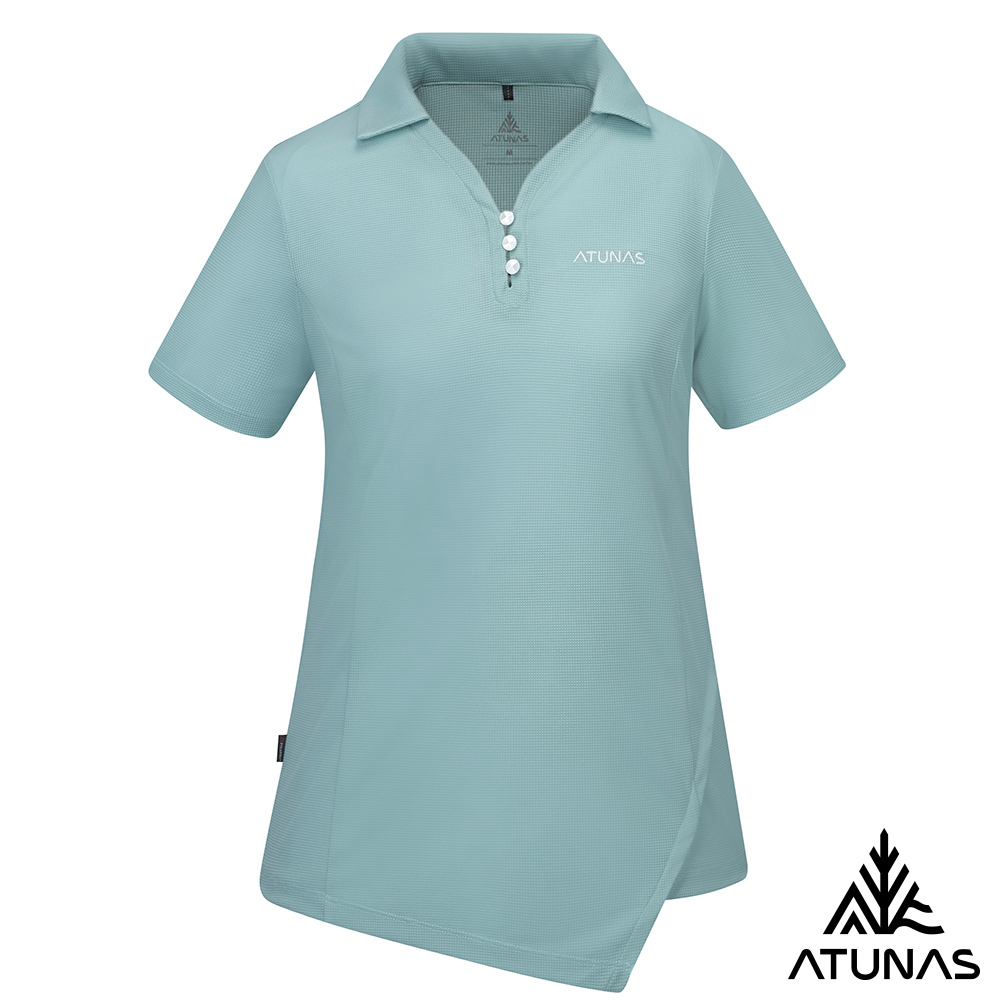 ATUNAS 歐都納 女款POLARTEC POWER DRY短袖POLO衫A1PS2503W霧綠/吸濕排汗/透氣快乾/銀離子抗臭